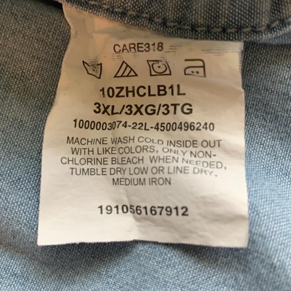 Men’s Wrangler long sleeve blue button up shirt. Size 3XL. - Picture 4 of 8